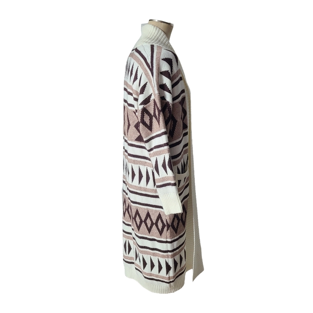 Joie Open Front Duster Sweater Cardigan Aztec - Picture 5 of 6